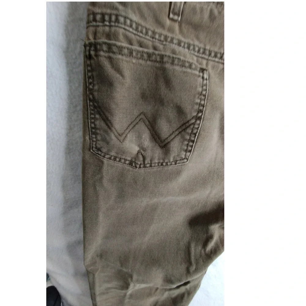 Wrangler Rugged Wear Mens 38x30 Brown Canvas Lined Work Pants Distressed outdoor